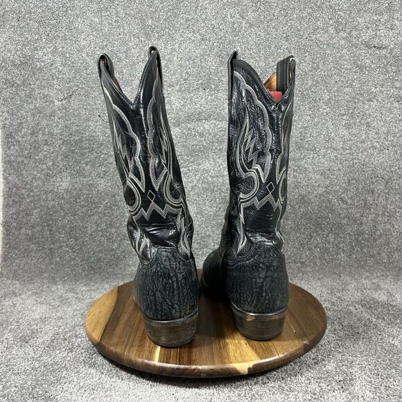 Tony Lama 6258 Vintage Mens Sz 9.5 EE Black Bull Shoulder Leather Cowboy Boots main image 6